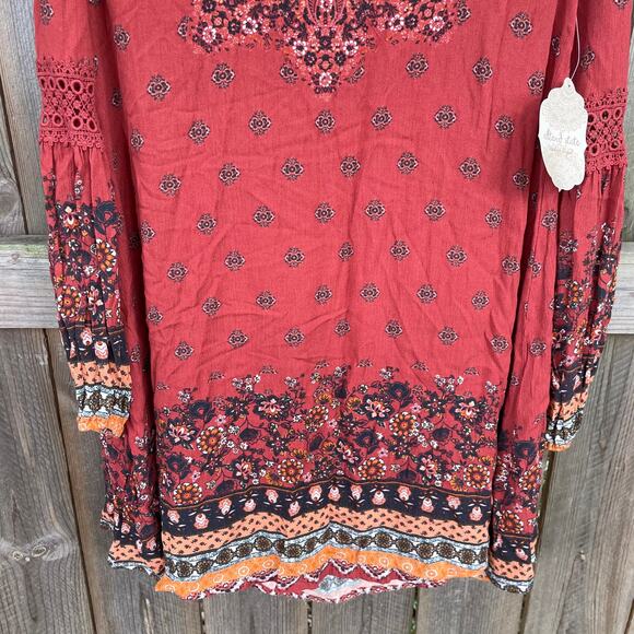Altar’d State Dress Mini Boho Orange NWT Small Baby Doll Keyhole back - Picture 4 of 11